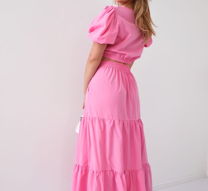 Dámská letní komplet halenka se sukní růžová
