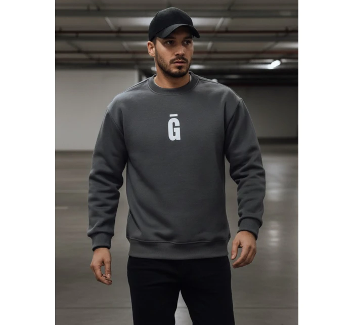 Pánská grafitová mikina s potiskem FashionStreet BX5921