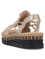 Dámské zlaté sandály na klínku model 22097425 - Rieker Dámské zlaté sandály na klínku model 22097425 - Rieker