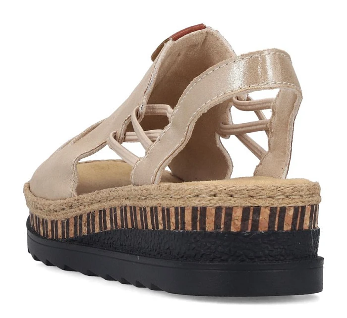 Dámské zlaté sandály na klínku model 22097425 - Rieker Dámské zlaté sandály na klínku model 22097425 - Rieker