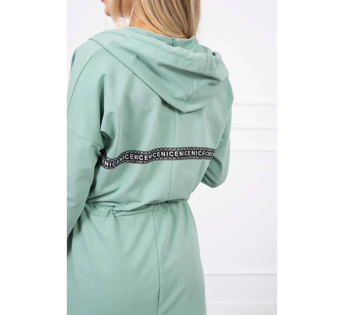 Tmavě mátový plášť s dlouhými zády