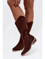 Kovbojky Na Nízkém Podpatku Z Eko Semiše Čokoládové model 21757733 - Boto Kovbojky Na Nízkém Podpatku Z Eko Semiše Čokoládové model 21757733 - Boto