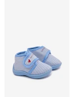 Dětské papuče na suchý zip s pruhy modré Lavelle Dětské papuče na suchý zip s pruhy modré Lavelle