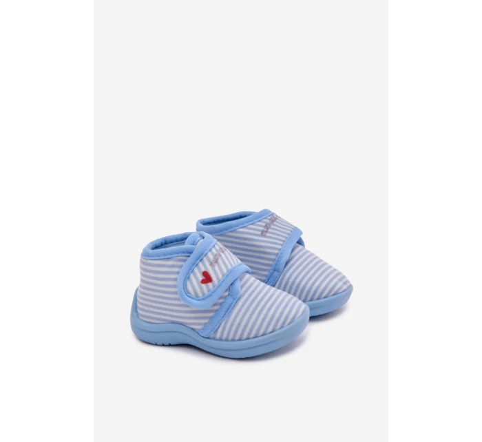 Dětské papuče na suchý zip s pruhy modré Lavelle Dětské papuče na suchý zip s pruhy modré Lavelle