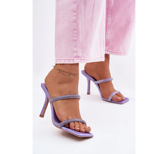 Dámské lodičky zdobené krystaly fialové Vittoria