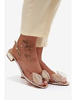 Průhledné Sandály s Krystaly a Síťovanou Mašlí D&A MR61-9004 Zlaté