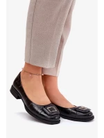Dámské kožené baleríny s ozdobou D&A – černé Dámské kožené baleríny s ozdobou D&A – černé