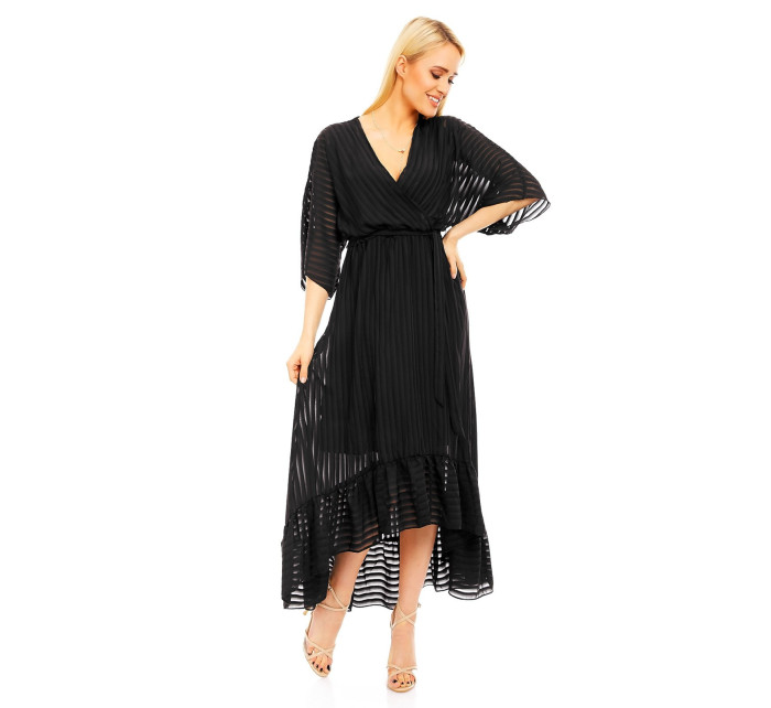 Lehké dámské šaty s asymetrickou sukní černé Černá model 15042572 - LULU&#38;LOVE