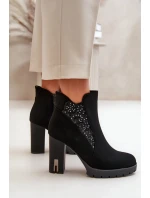 Boty na podpatku NS329P černé - Step in style