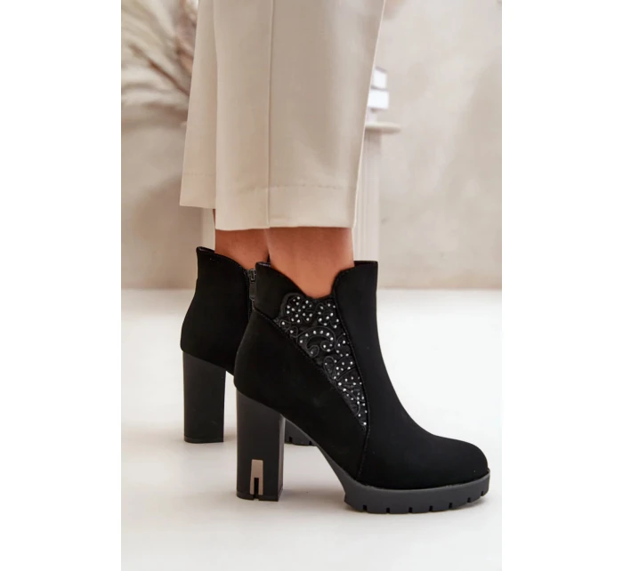 Boty na podpatku NS329P černé - Step in style