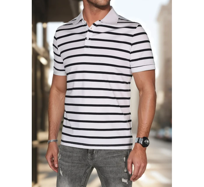 Pánská pruhovaná polokošile bílá FashionStreet PX0638