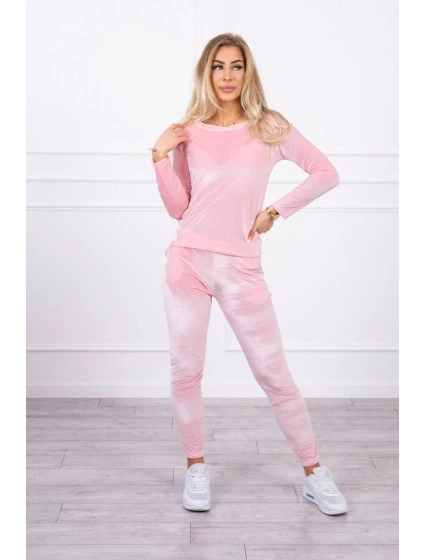 Velurová souprava se model 21753150 na zadní straně pudrově růžová - K-Fashion