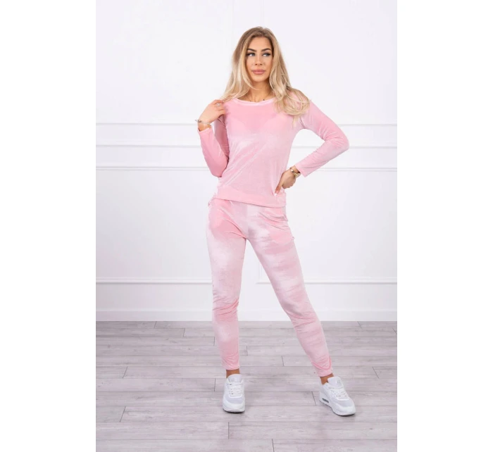 Velurová souprava se model 21753150 na zadní straně pudrově růžová - K-Fashion
