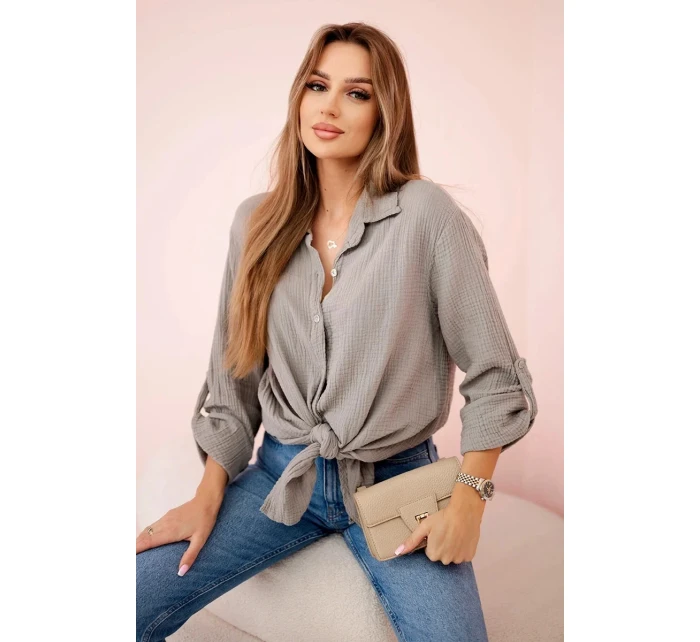 Bavlněná mušelínová košile oversize model 21908591 - K-Fashion