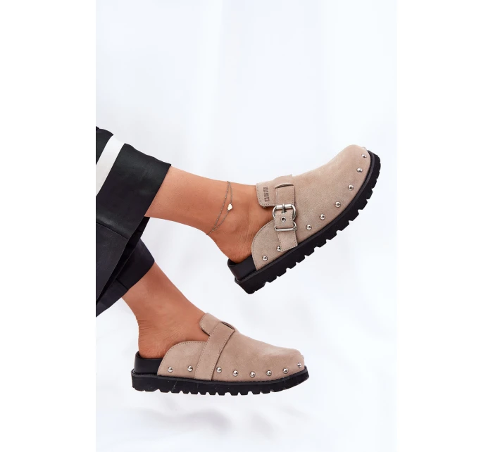 Semišové Pantofle Dámské Na Platformě Big Star RR274A376 Béžové Semišové Pantofle Dámské Na Platformě Big Star RR274A376 Béžové