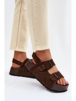 Semišové sandály na platformě Big Star TT274236 čokoládové Semišové sandály na platformě Big Star TT274236 čokoládové