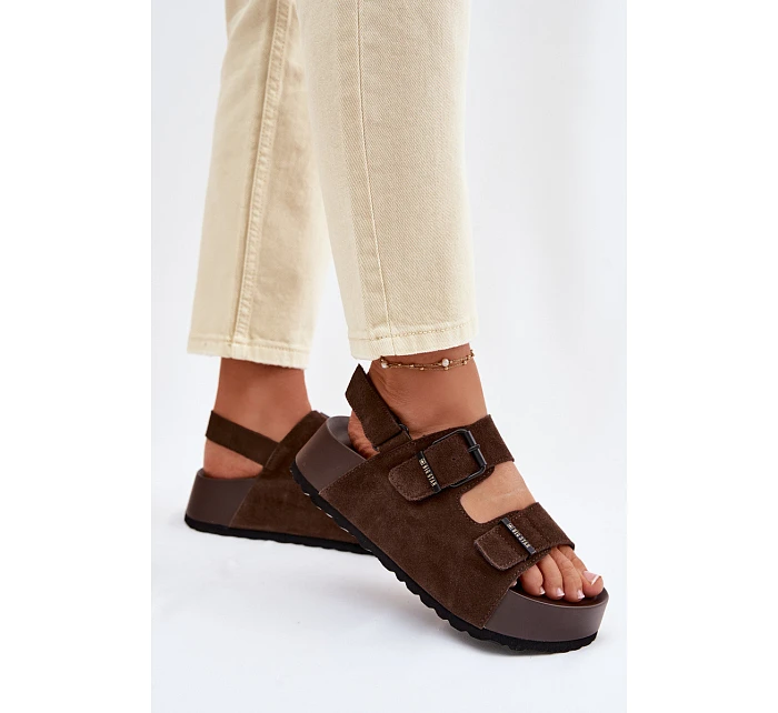 Semišové sandály na platformě Big Star TT274236 čokoládové Semišové sandály na platformě Big Star TT274236 čokoládové