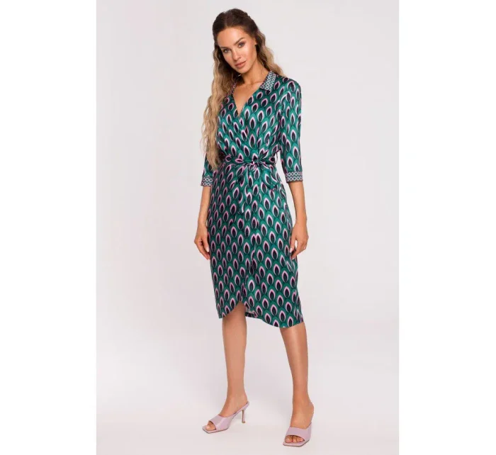 M668 Zavinovací šaty s potiskem - model 1 M668 Zavinovací šaty s potiskem - model 1