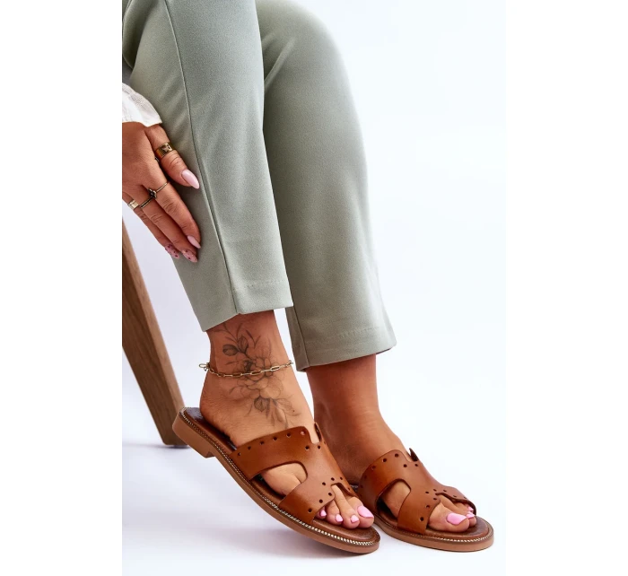 Dámské sandály s ozdobnými výřezy Hnědá Emily