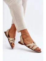 Zazoo Pohodlné kožené nazouvací sandály, béžová Zazoo Pohodlné kožené nazouvací sandály, béžová