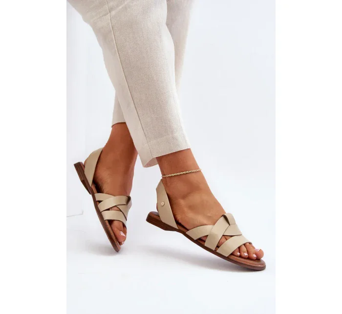 Zazoo Pohodlné kožené nazouvací sandály, béžová Zazoo Pohodlné kožené nazouvací sandály, béžová