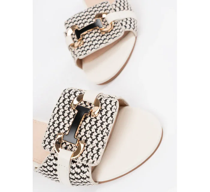 Luxusní sandály bílé dámské na širokém podpatku Luxusní sandály bílé dámské na širokém podpatku