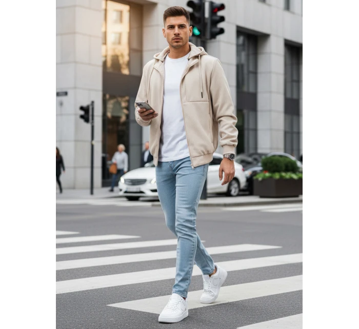 Pánská přechodná bunda s kapucí béžová FashionStreet TX5030