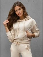 Dámská krémová mikina s kapucí model 21993523 - Dstreet