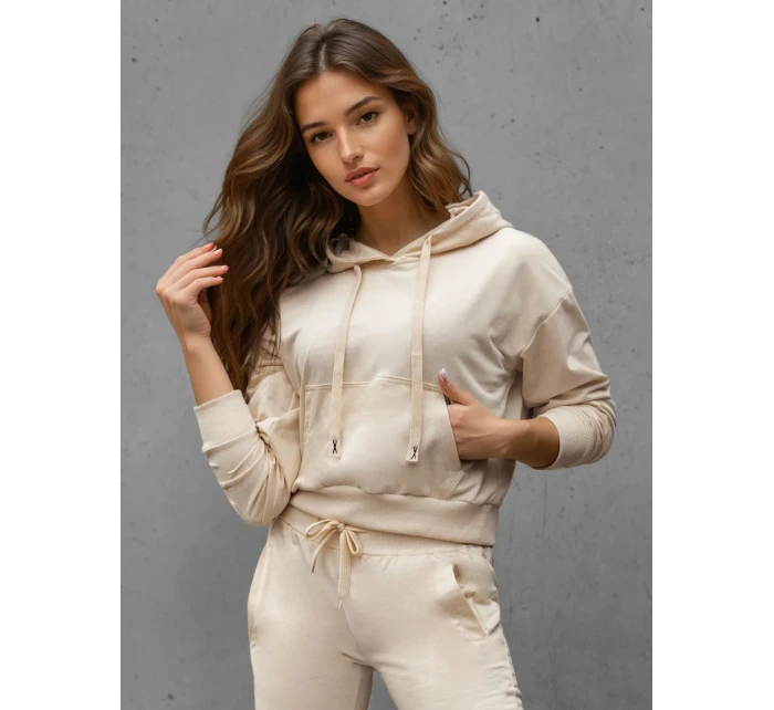 FashionStreet dámská krémová mikina s kapucí BY1536
