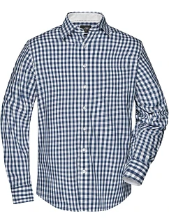 Daiber JN 617 Popelínová kostkovaná košile s dl. rukávem 02.0617 navy/white