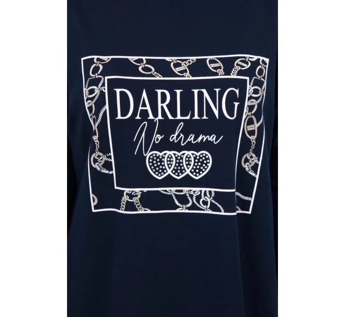 Darling tunika s potiskem námořnická modř S/M - L/XL Darling tunika s potiskem námořnická modř S/M - L/XL