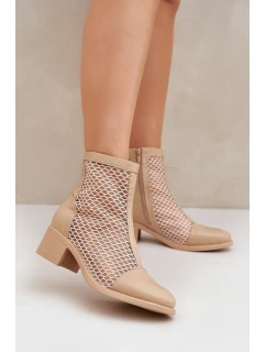 Dámské Síťované Boty Na Podpatku Béžové model 21683774 - Boto