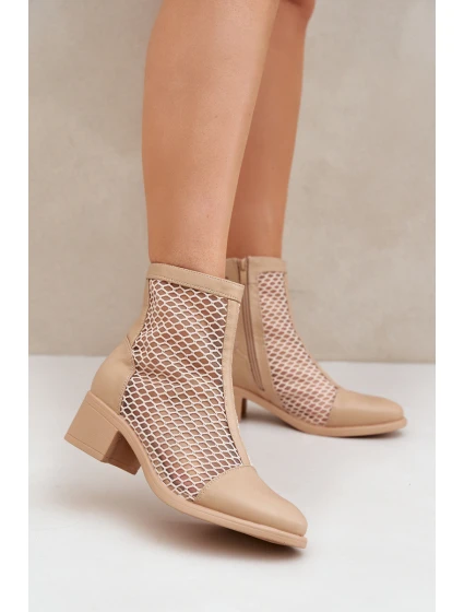 Dámské Síťované Boty Na Podpatku Béžové model 21683774 - Boto Dámské Síťované Boty Na Podpatku Béžové model 21683774 - Boto