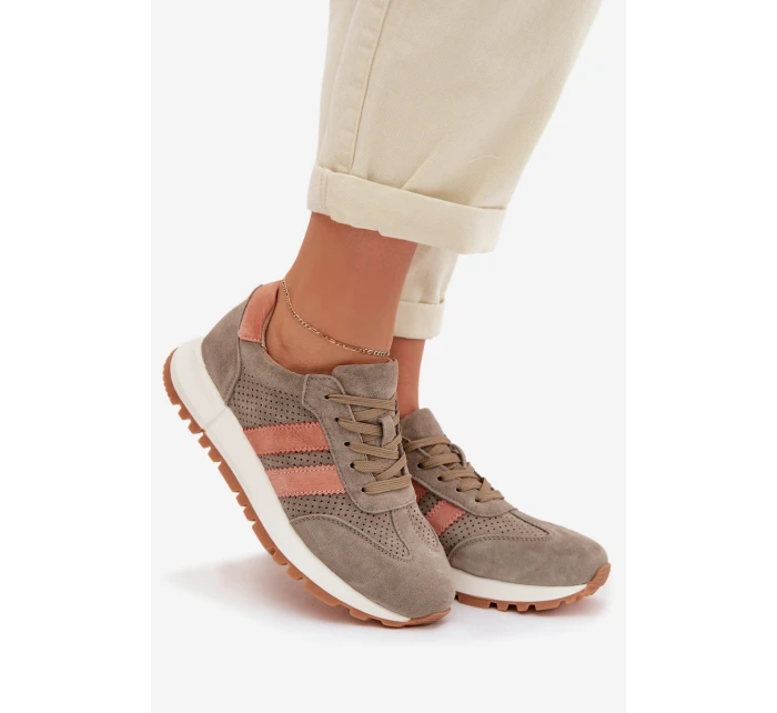 Dámské tenisky z přírodního semiše tmavě zelené model 22013959 - EVENTO Dámské tenisky z přírodního semiše tmavě zelené model 22013959 - EVENTO