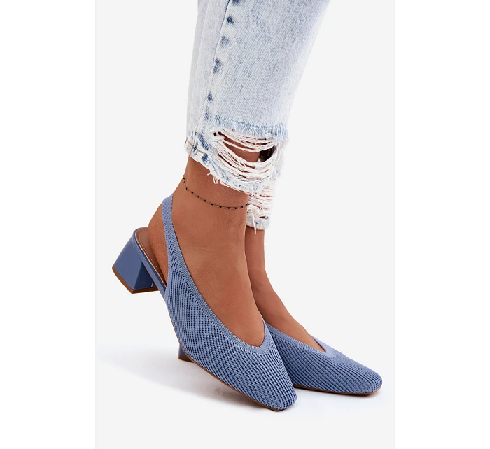 Materiálové dámské sandály na podpatku Modré Marcellé