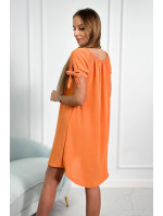 Šaty se zavazováním na rukávech oranžové barvy