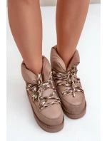 Semišové dámské sněhule s hrubým šněrováním D.Franklin DFSH375003 Taupe