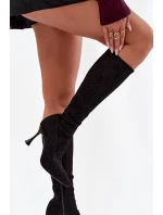 Dámské kozačky na jehlovém podpatku – černé Dámské kozačky na jehlovém podpatku – černé