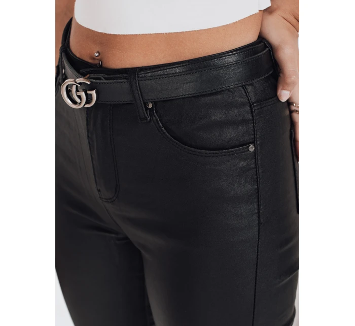 Trubkové kalhoty z ekokůže černé FashionStreet UY2764 Trubkové kalhoty z ekokůže černé FashionStreet UY2764