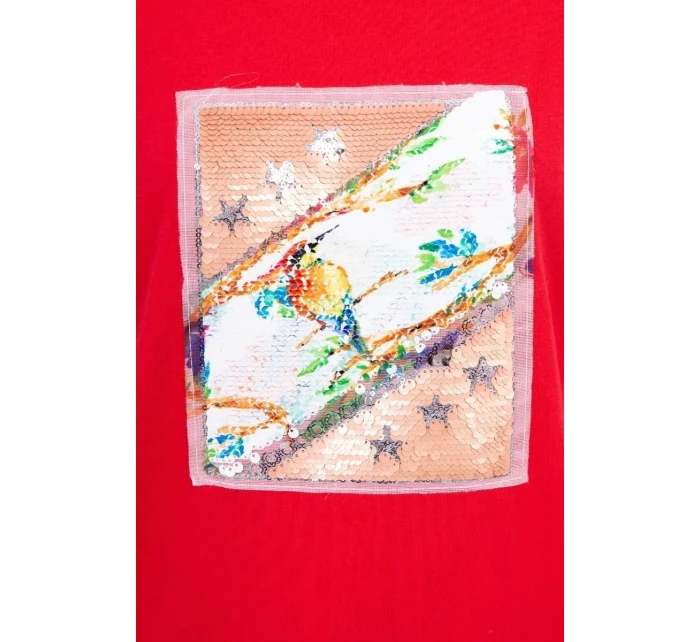 Halenka s 3D grafikou ptáka červená Halenka s 3D grafikou ptáka červená