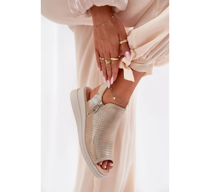 Dámské Sandály Na Klínu Zlaté Mevinette Dámské Sandály Na Klínu Zlaté Mevinette