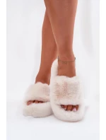 Dámské pantofle s kožíškem Biella – světle béžové