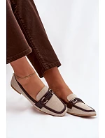 Dámské mokasíny Loafersy H8-515 hnědo-bežové -  Evelora