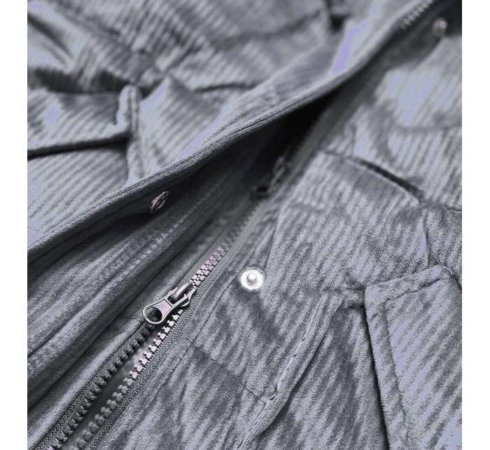 Šedá dámská zimní bunda s kapucí model 21773185 - Libland