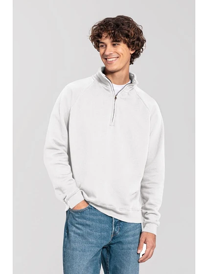 Fruit of the Loom Iconic Premium Zip Neck Sweat Těžká mikina s 1/4 zipem 16.2288 white
