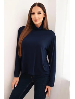 Dámská viskózová blůza s rolákem a dlouhým rukávem granátová