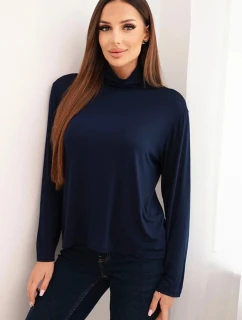 Dámská viskózová blůza s rolákem a dlouhým rukávem granátová