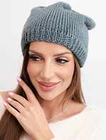 Dámská zimní čepice s ušima a žebrovaným vzorem K440 tmavě šedá