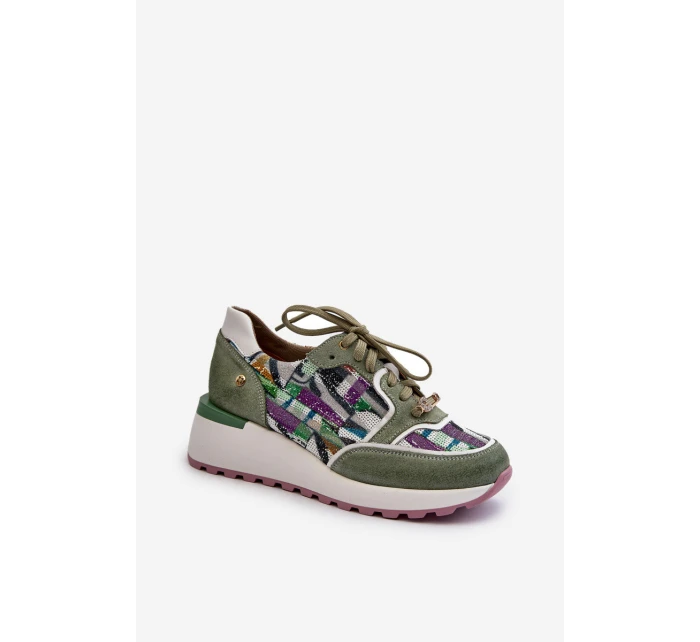 Dámské kožené tenisky na platformě Maciejka 06390-09 seledýnové