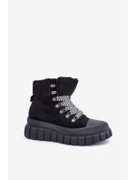 Dámské Zateplené Botky Trapery Na Platformě Černé model 21680175 - EVENTO